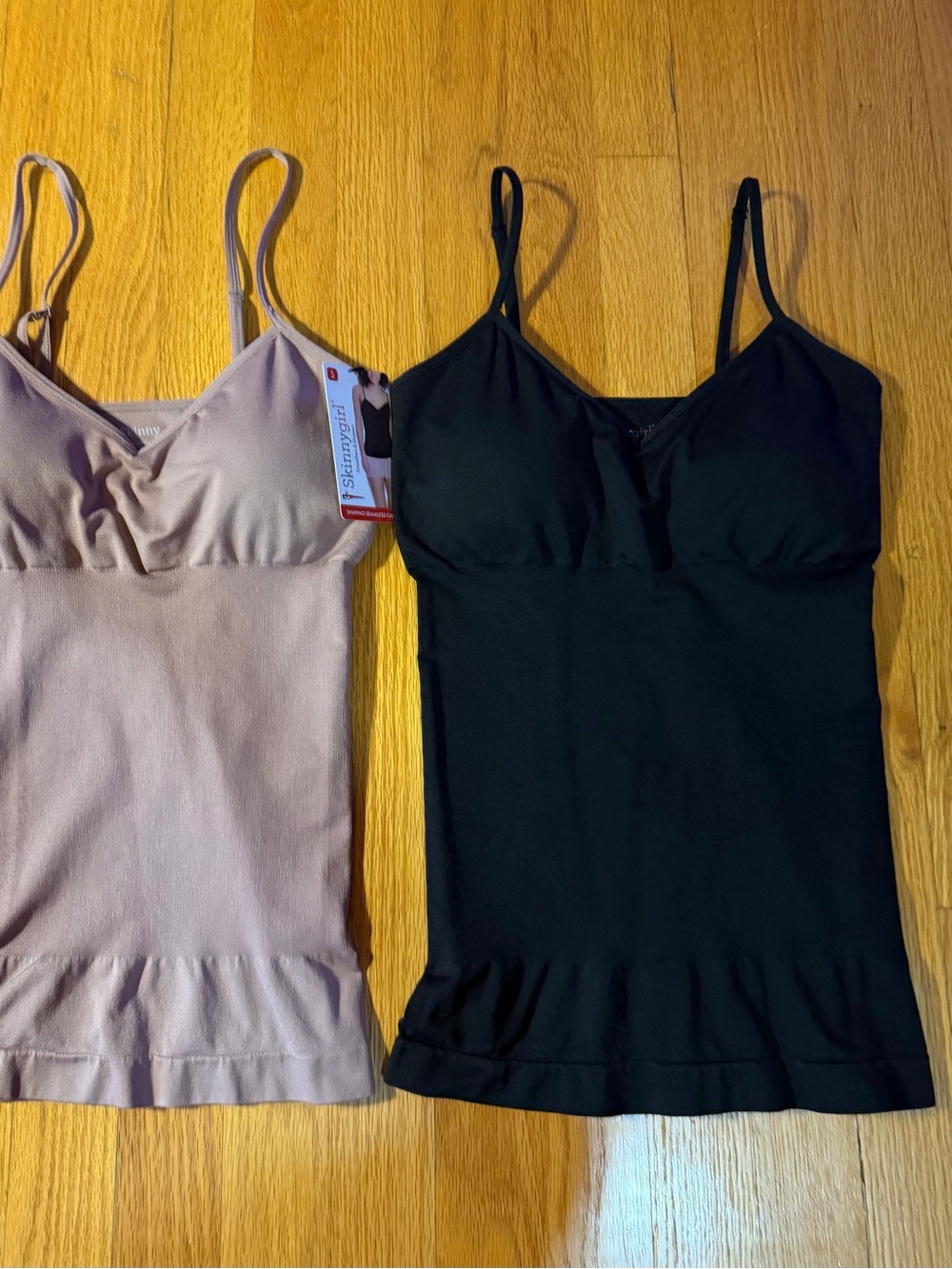Skinnygirl Seamless V-Neck Camisole Tank - Black and Light Pink
